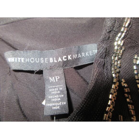 White House Black Market MP Sleeveless Top Black Silver Sequins Mesh Lined New - Picture 4 of 10